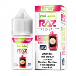 Strawberry Lolly Pod Juice RAZ Disposable Collab Nic Salt E-juice 30ml