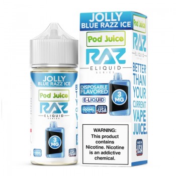 Jolly Blue Razz Ice Pod Juice RAZ Disposable Collab E-juice 100ml (Freebase)