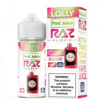 Strawberry Lolly Pod Juice RAZ Disposable Collab E-juice 100ml (Freebase)