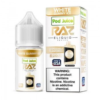White Gummy Ice Pod Juice RAZ Disposable Collab Nic Salt E-juice 30ml