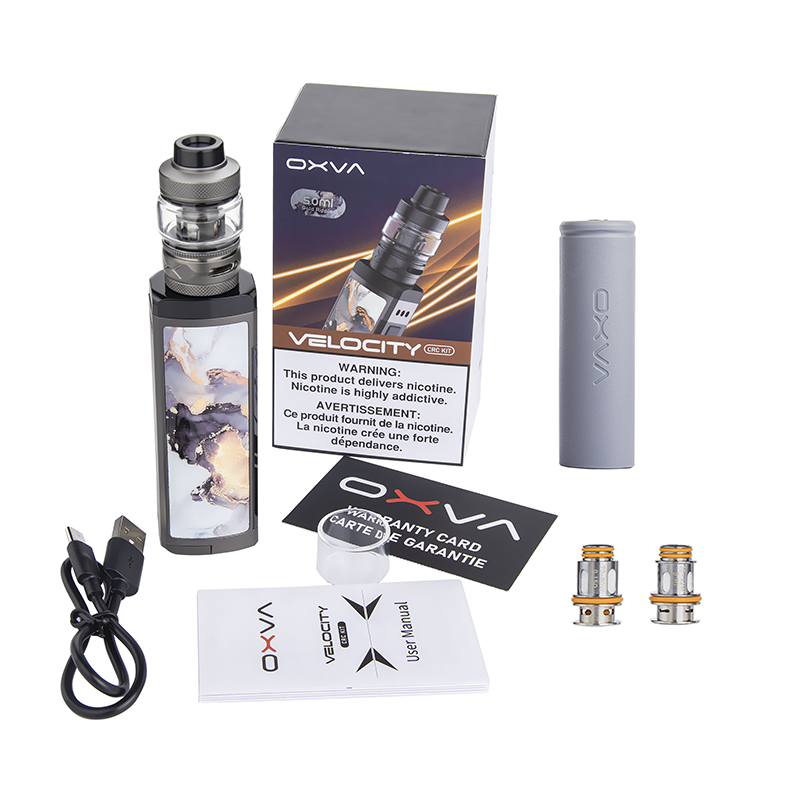 oxva velocity 100w unione crc kit - package contents