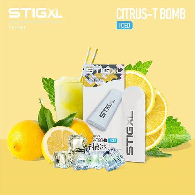 vgod stig xl disposable pod Citrus-T Bomb Iced-3% Nic Salt