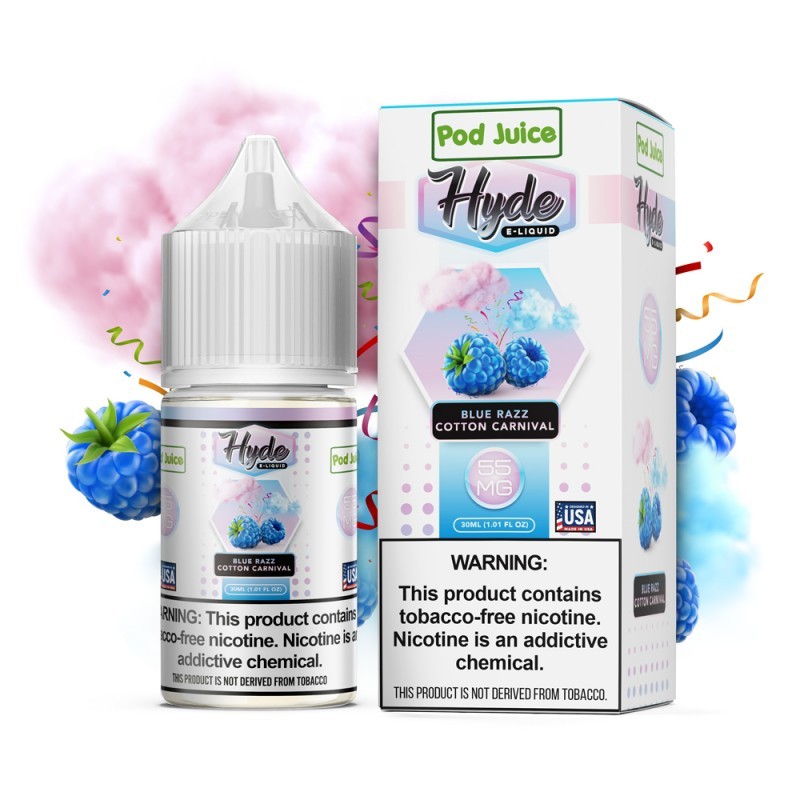 Pod Juice X Hyde TFN Salt Blue Razz Cotton Carnival E-juice 30ml