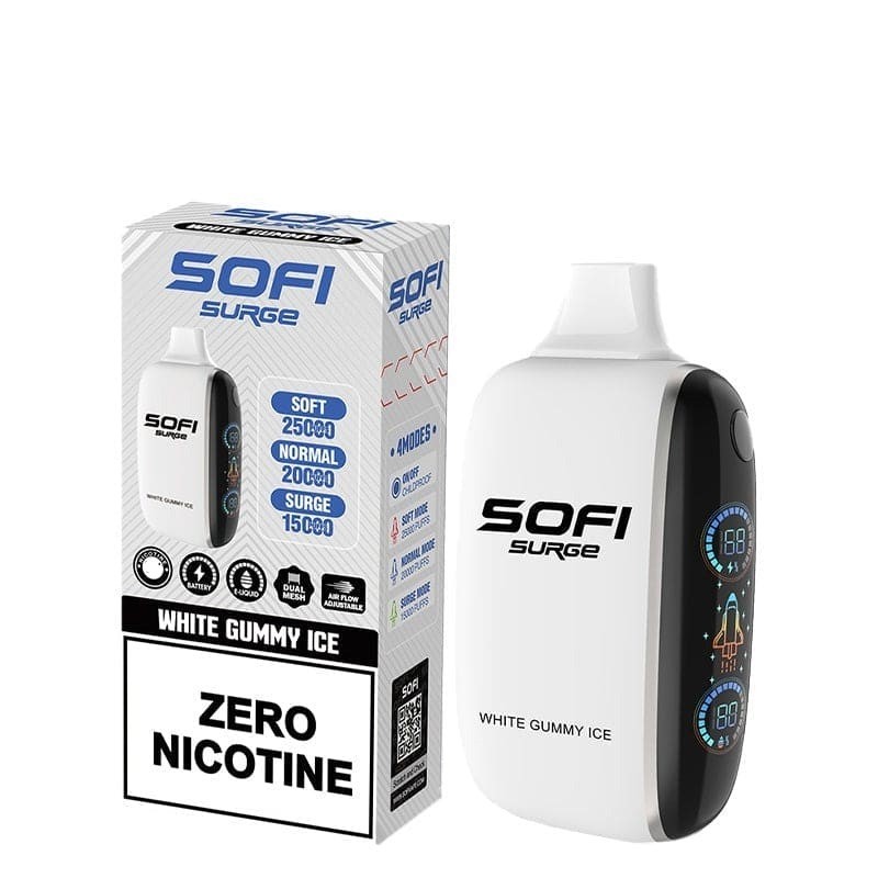 white gummy ice Sofi Surge Zero Nicotine 25000