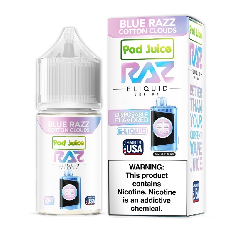 Blue Razz Cotton Clouds Pod Juice RAZ