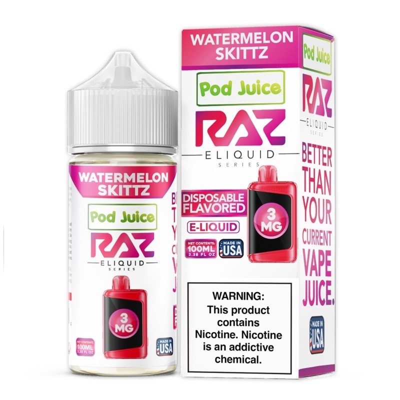 Watermelon Skittz Pod Juice RAZ Disposable Collab freebase nicotine