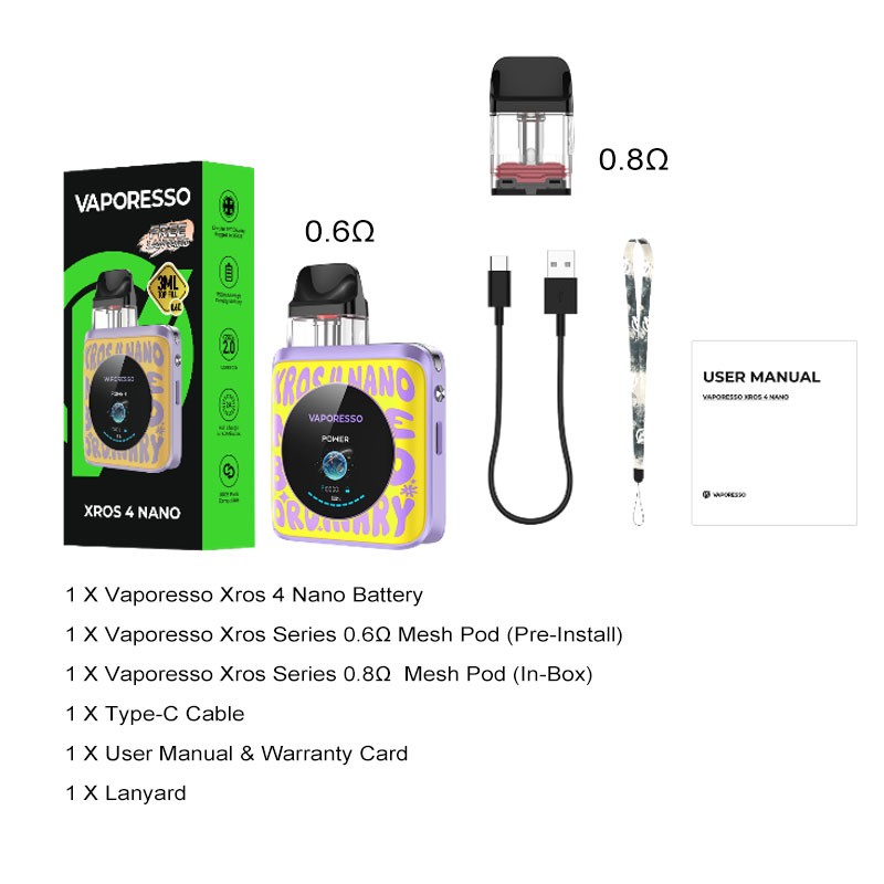 Vaporesso XROS 4 Nano package