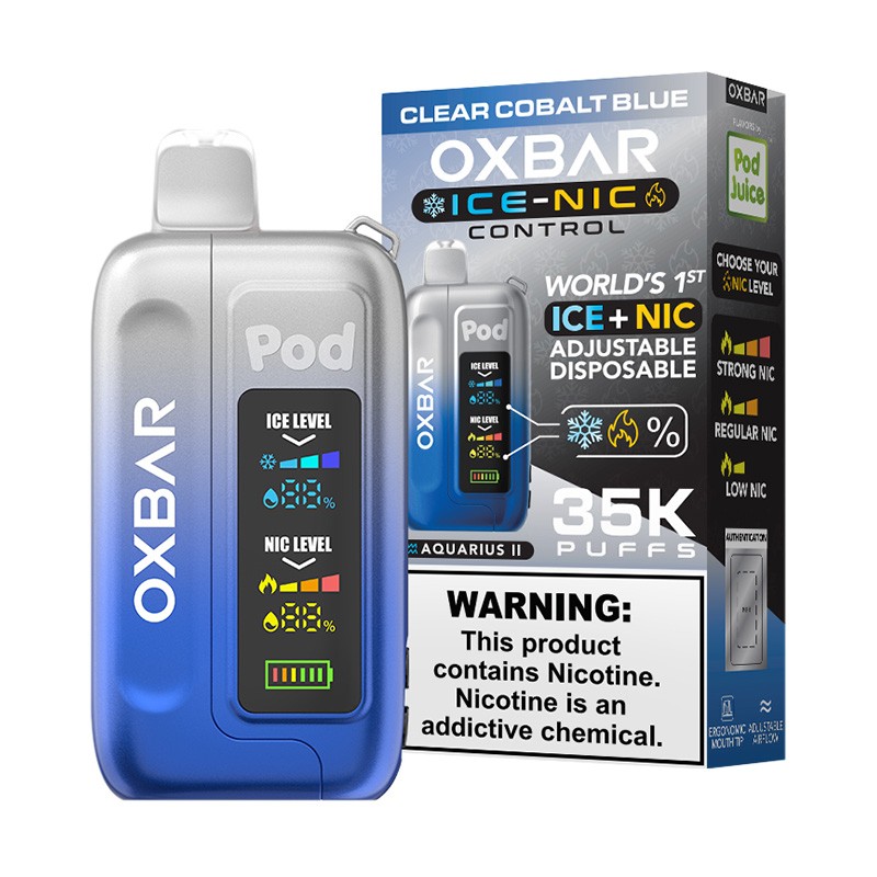clear cobalt blue pod juice x oxbar ice-nic control 35k