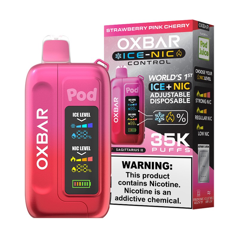 strawberry pink cherry pod juice x oxbar ice-nic control 35k