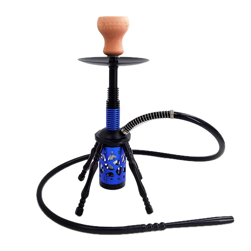 blue-aluminum 17 inch stand single hose hookah