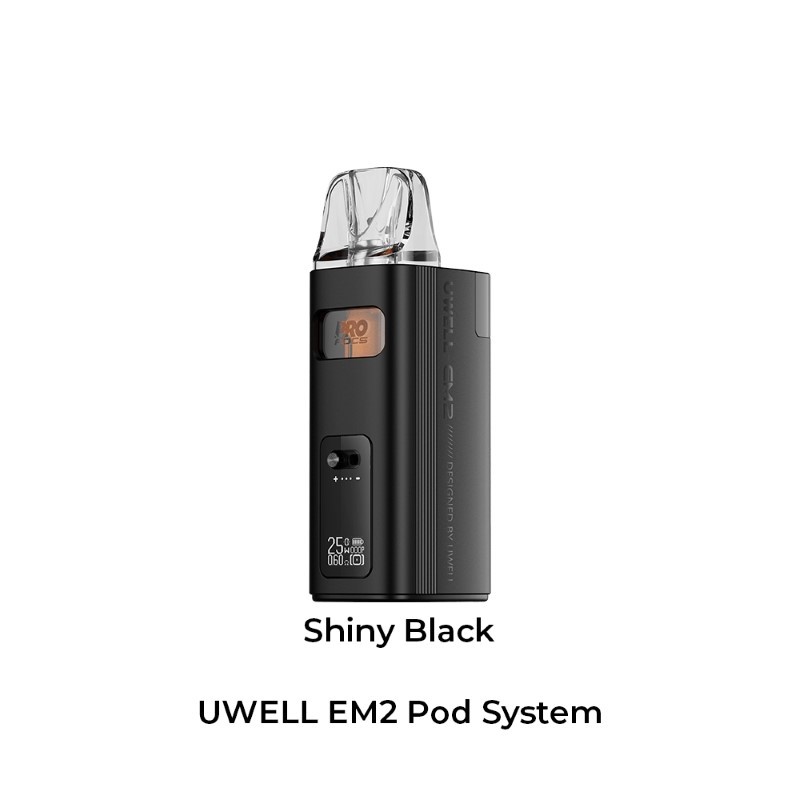 shiny black uwell em2 pod system kit