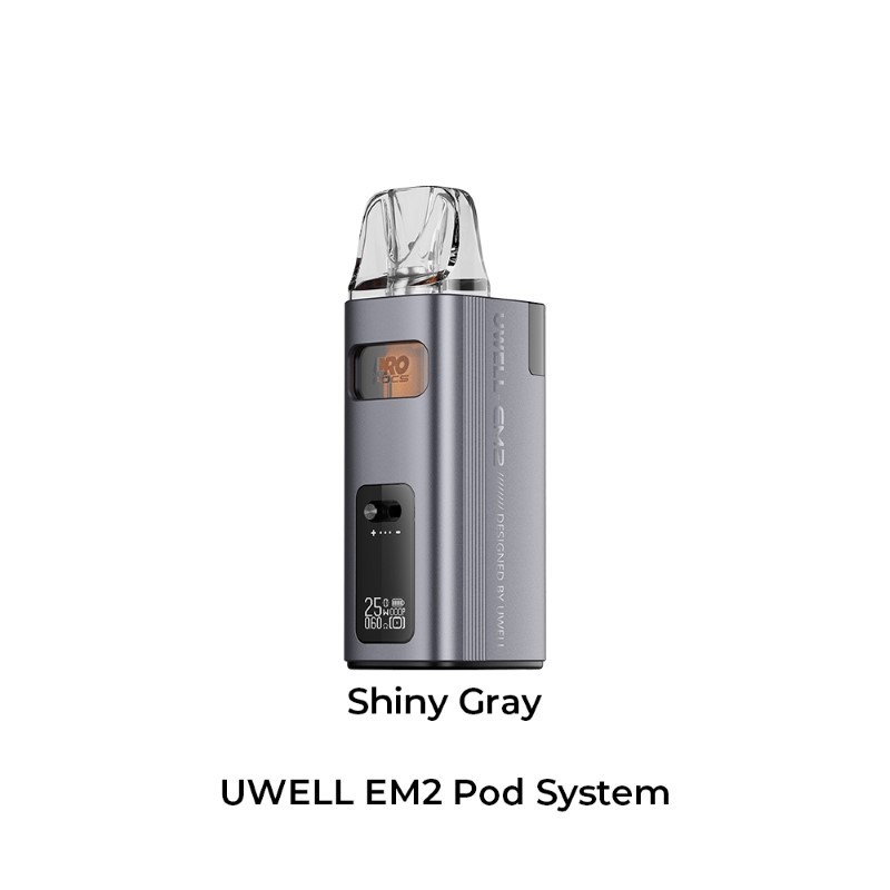 shiny gray uwell em2 pod system kit