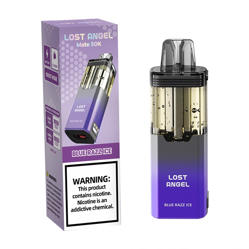 blue razz ice lost angel mate 50k disposable pod
