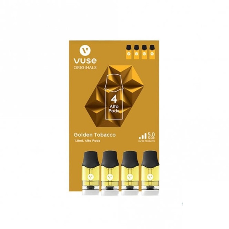 golden tobacco vuse alto pre-filled nicotine replacement pod cartridge