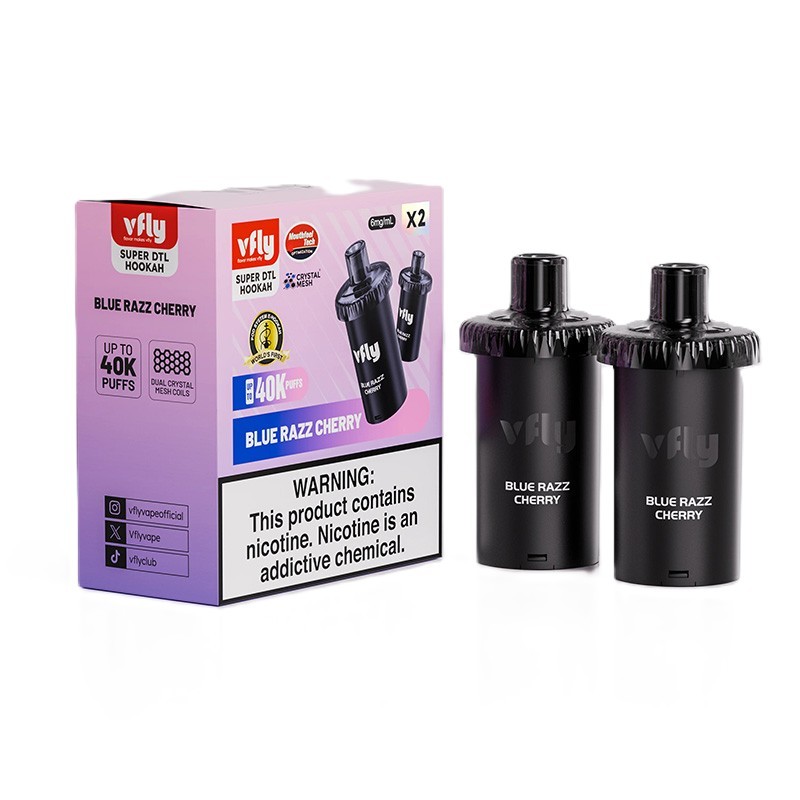 blue razz cherry vfly super dtl 40k disposable pod