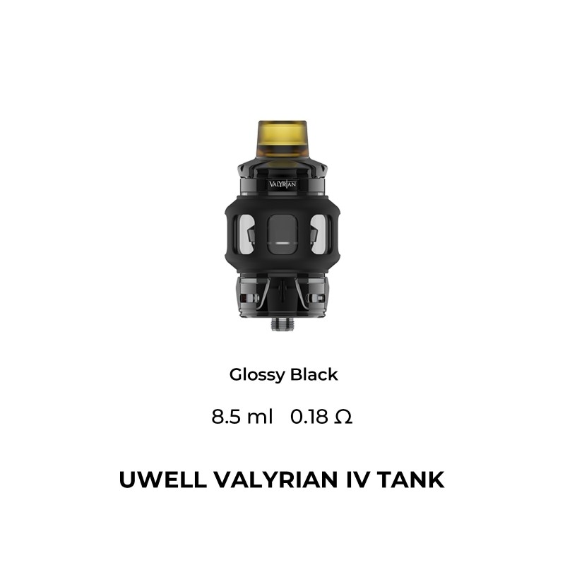 glossy black uwell valyrian 4 sub ohm tank