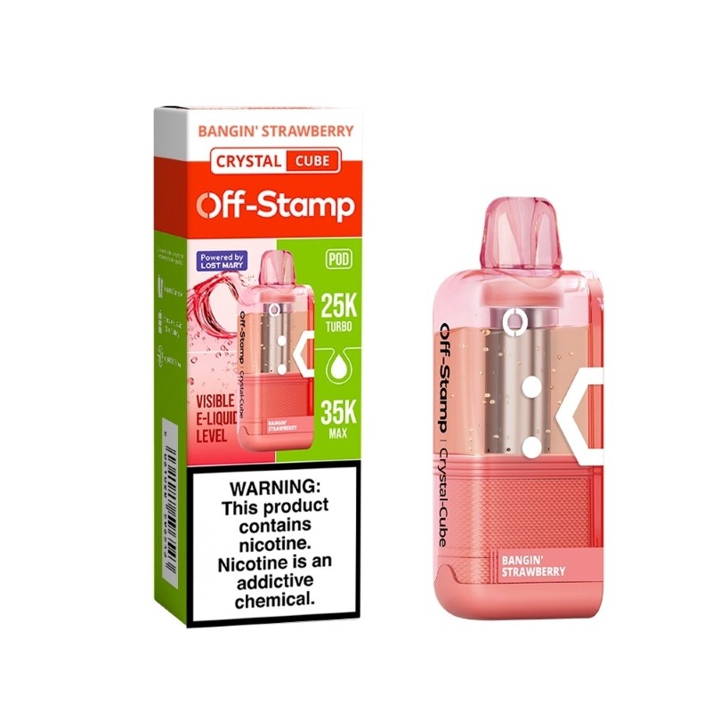 bangin strawberry off-stamp x cube crystal cube 35k disposable pod
