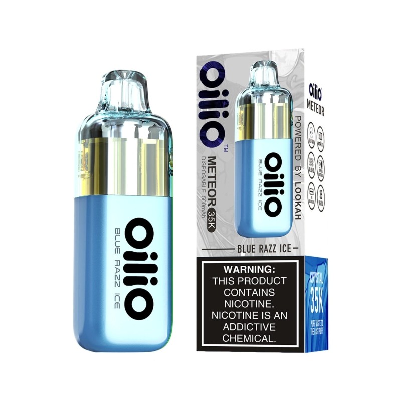 blue razz ice lookah oilio meteor 35k disposable pod