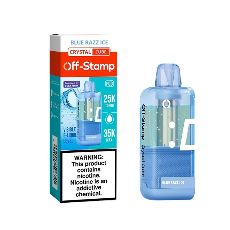 blue razz ice off-stamp x cube crystal cube 35k disposable pod