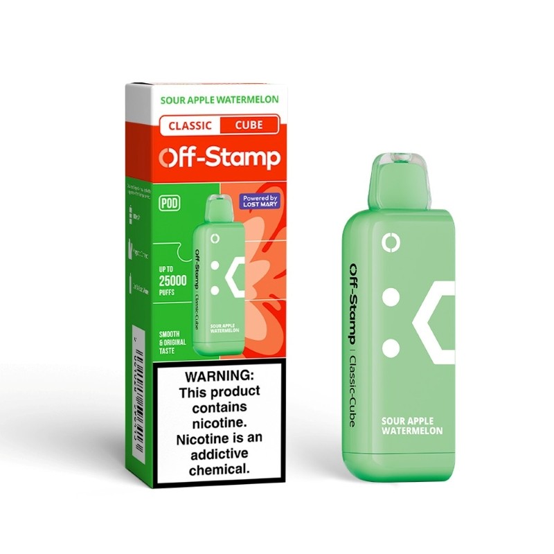 sour apple watermelon off-stamp x cube classic cube 25k disposable pod