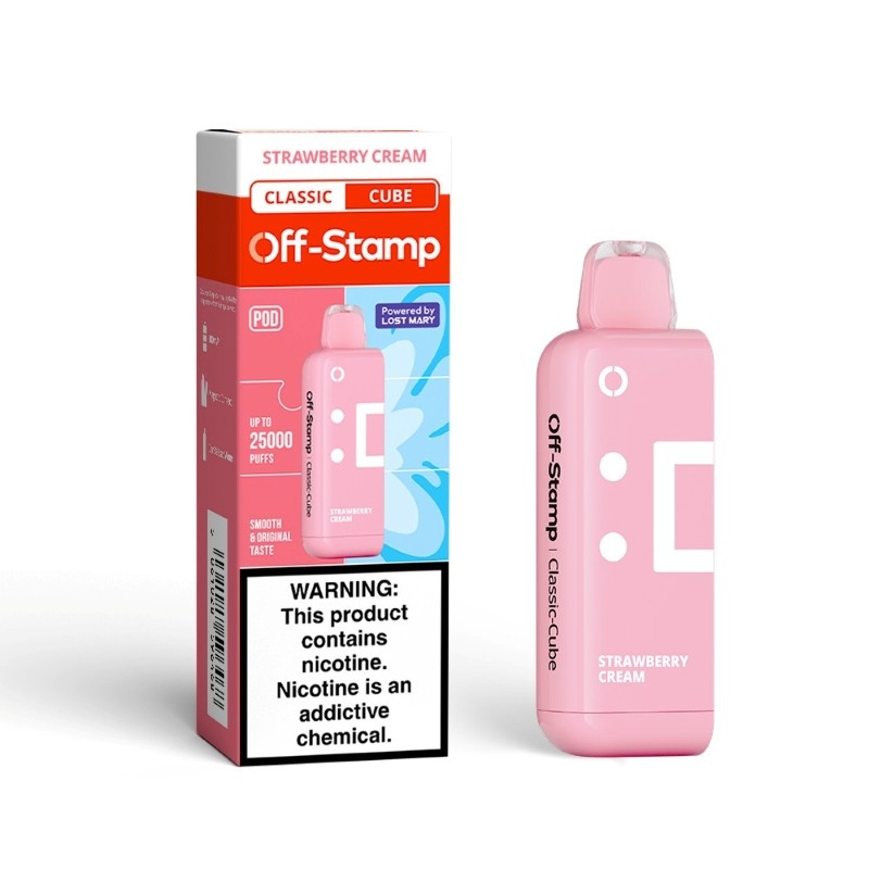 strawberry cream off-stamp x cube classic cube 25k disposable pod