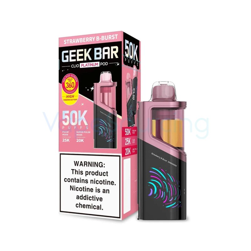 strawberry b burst geek bar clio platinum 50k disposable pod