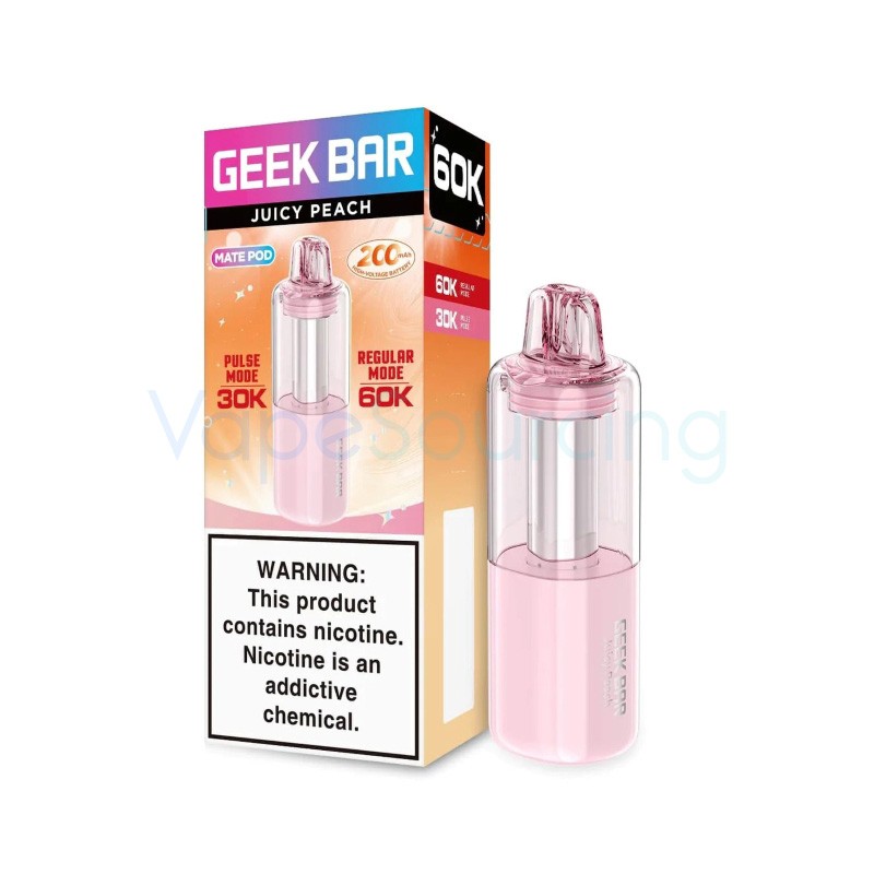 juicy peach geek bar mate 60k disposable pod