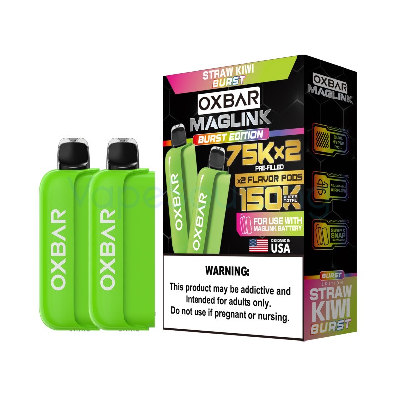 straw kiwi burst oxbar maglink 75k disposable pod