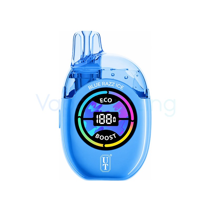 blue razz ice flum ut bar clear tank 50k
