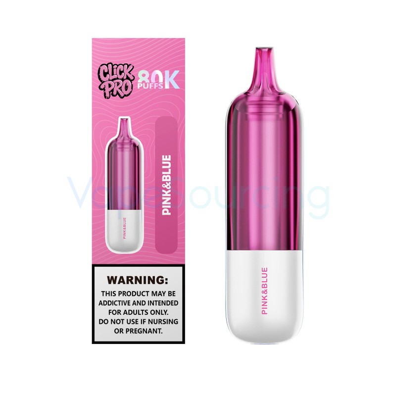 pink & blue l&a click pro 80k nixodine disposable pod