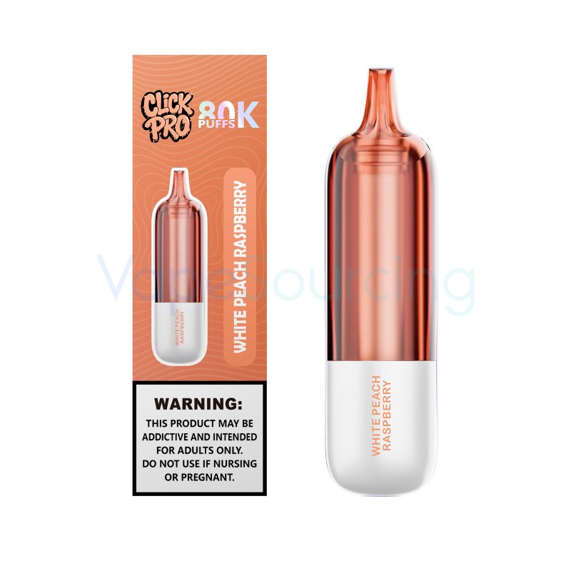 white peach raspberry l&a click pro 80k nixodine disposable pod