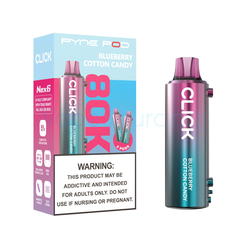 click vape pods Pyne Pod 80K Disposable Pod 5% (2pcs/pack) Flavor:Orion Sour Belts Brand_Just Juice Pack Classic's (x6) Taffe-elec