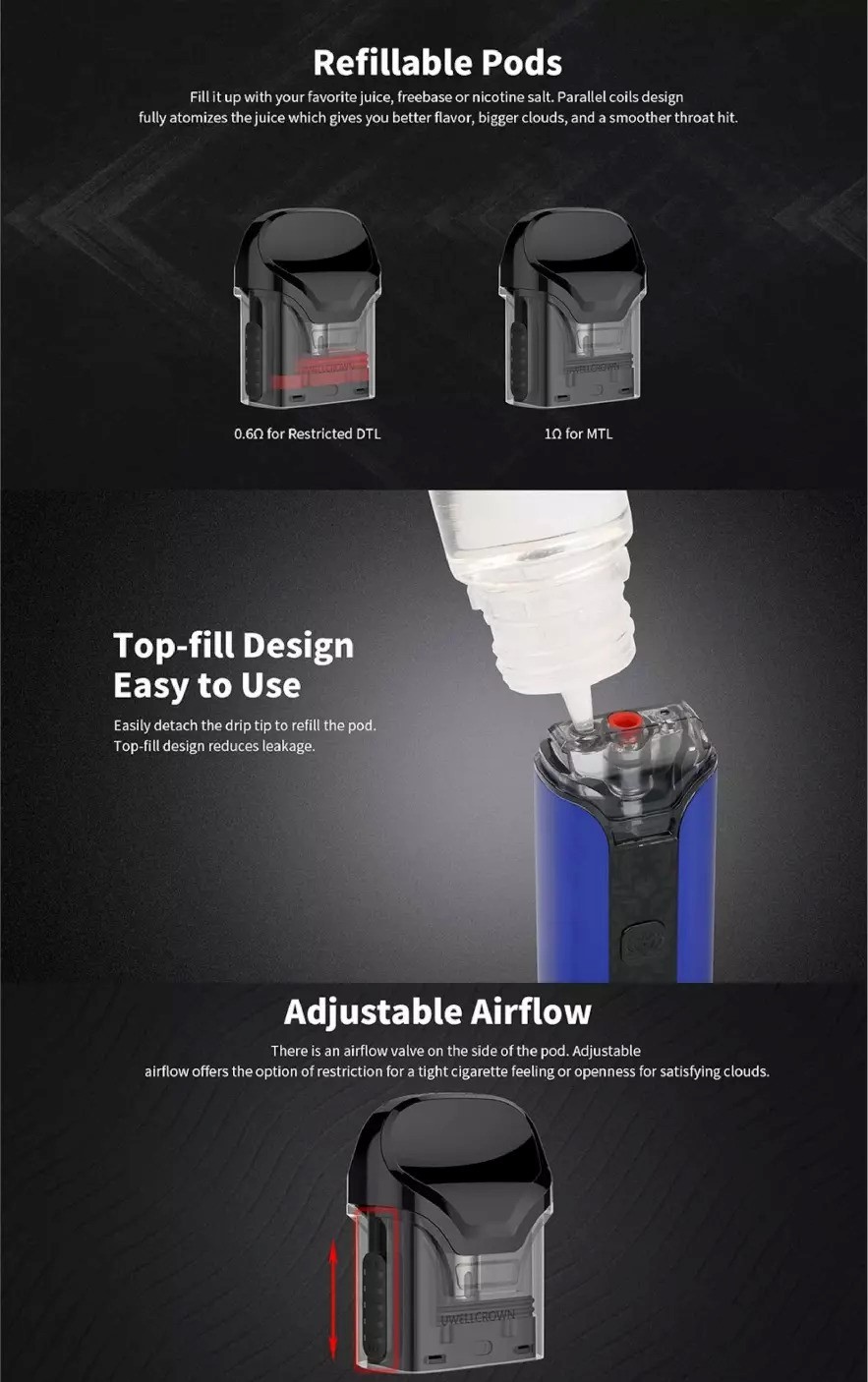 Uwell Crown Replacement Pods Cartridge-detail