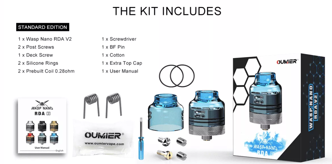 Oumier Wasp Nano RDA V2 24mm Vape Atomizer | Vapesourcing