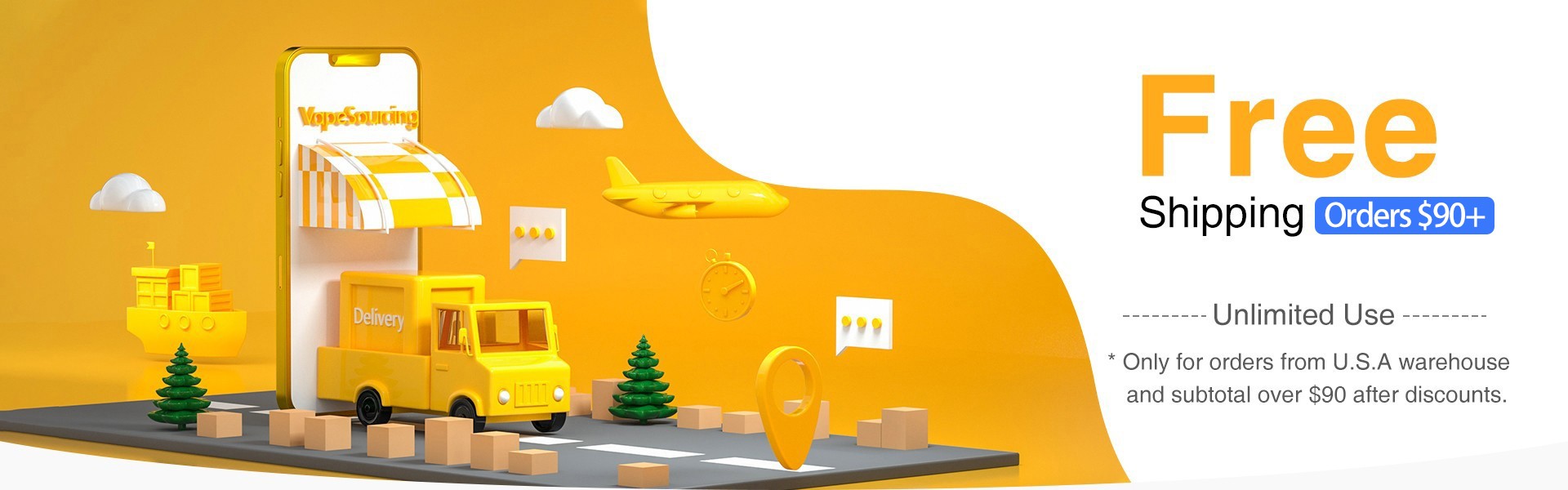 2023 Free Shipping for Orders Over $90 from U.S.A. Warehouse