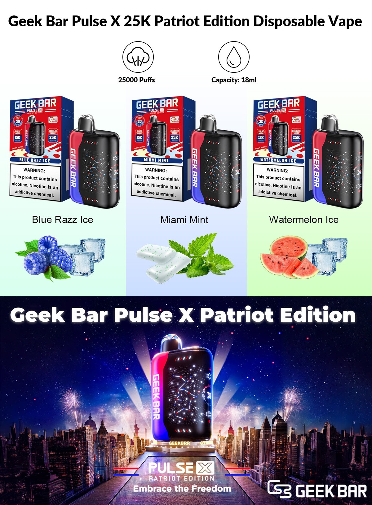 best Geek Bar Pulse X 25K Patriot Edition