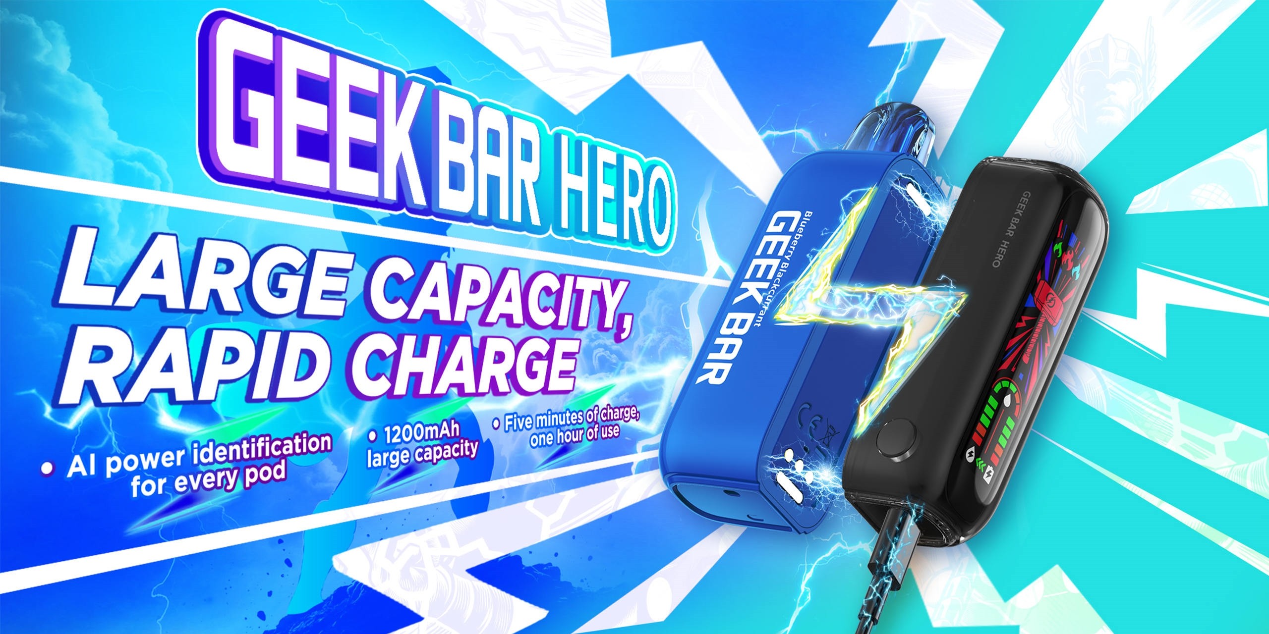 geek bar hero 20k disposable vape with detachable battery