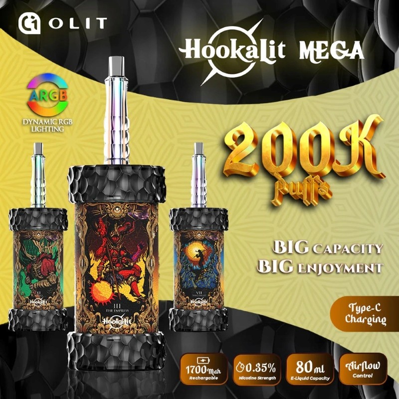 Olit Hookalit Mega 200K Disposable Hookah Head 80ml 0.35% (150000 Puffs)