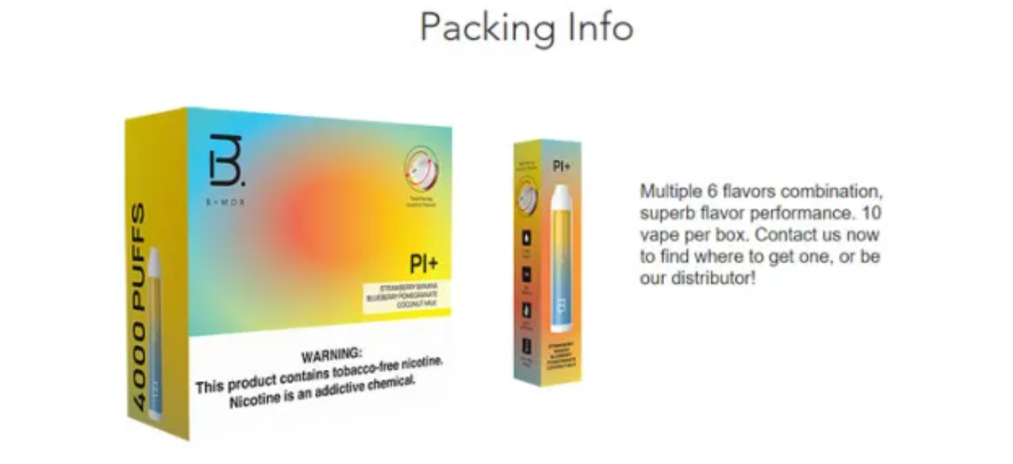 BMOR PI Plus Disposable Vape Kit-box
