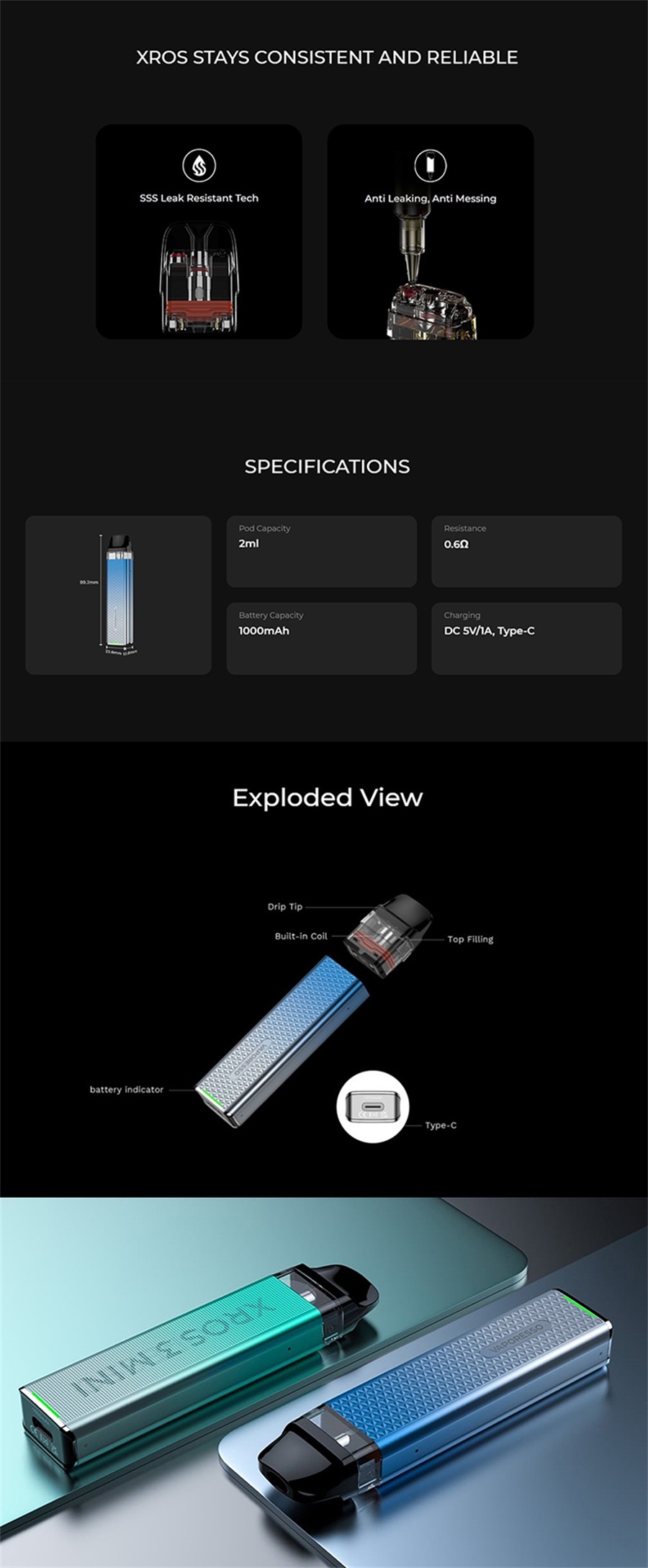 Vaporesso XROS 3 Mini Pod Kit 1000mAh