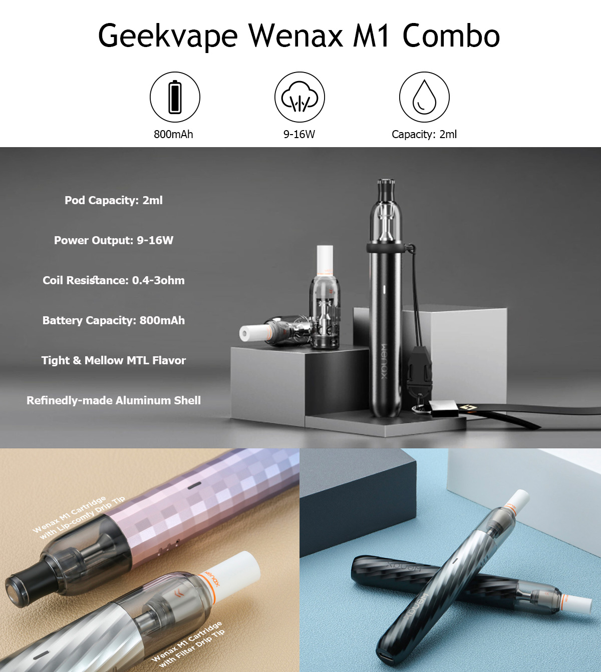 Wenax M1 Combo Kit - Geek Vape - Pod Mod, ByMed