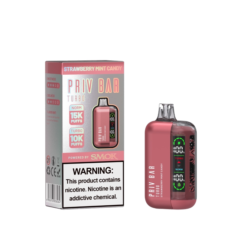 Strawberry Mint Candy SMOK Priv Bar Turbo 15000 Disposable Vape Kit