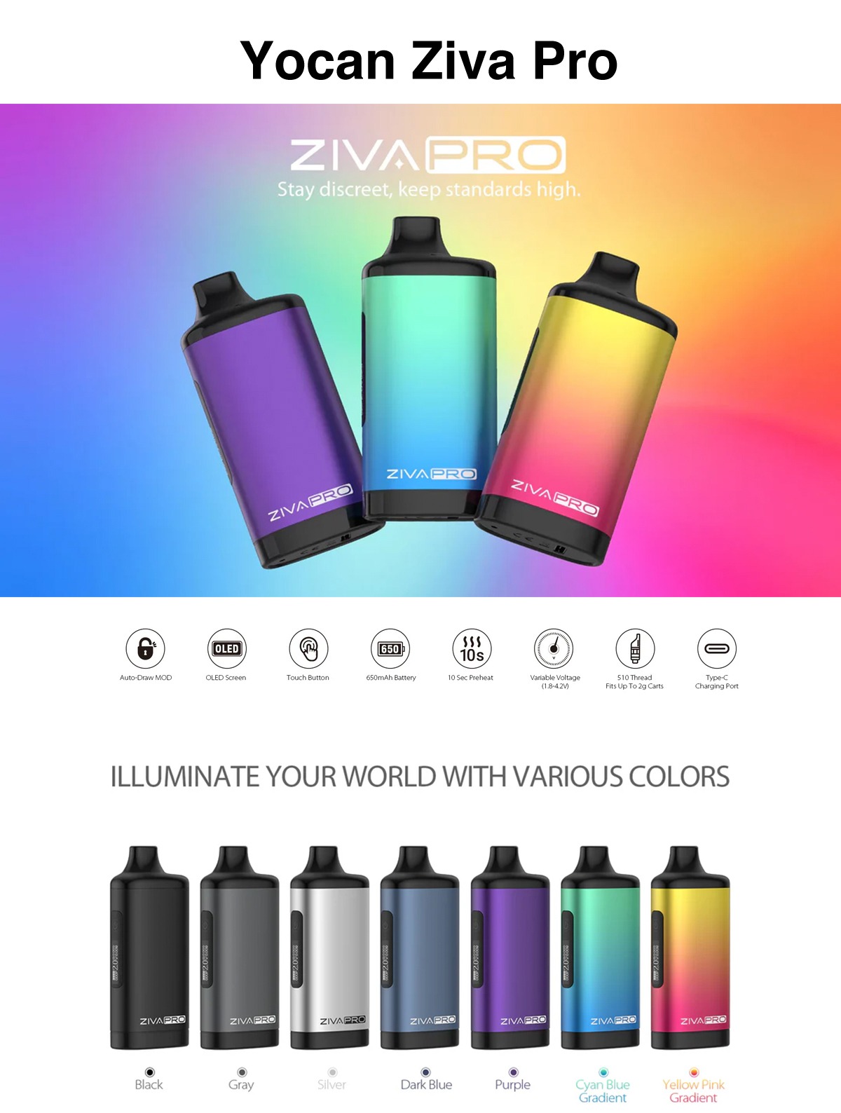 Yocan Ziva Pro 510 Battery for sale