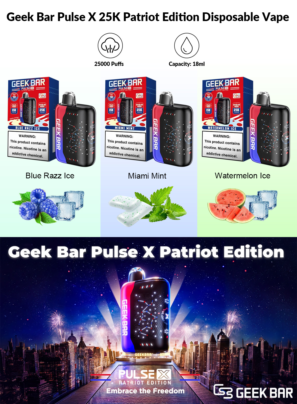 Geek Bar Pulse X 25K Patriot Edition hot sale