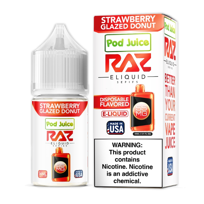 glazed donut disposable vape Strawberry Pod Juice RAZ Collab Nic Salt E-juice 30ml Color:Blue Raspberry Best Raz 25000 Flavor Flavor_Mint