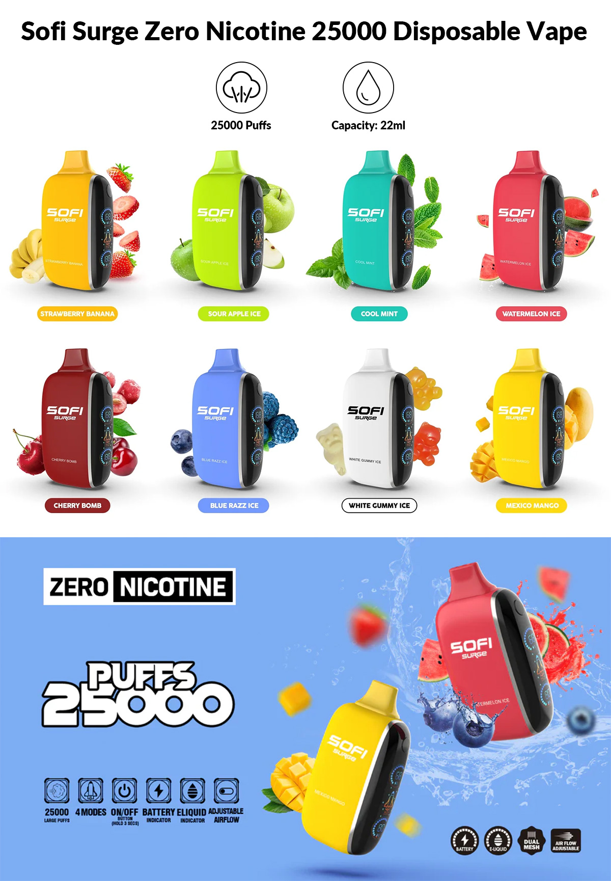 cheap Sofi Surge Zero Nicotine 25000