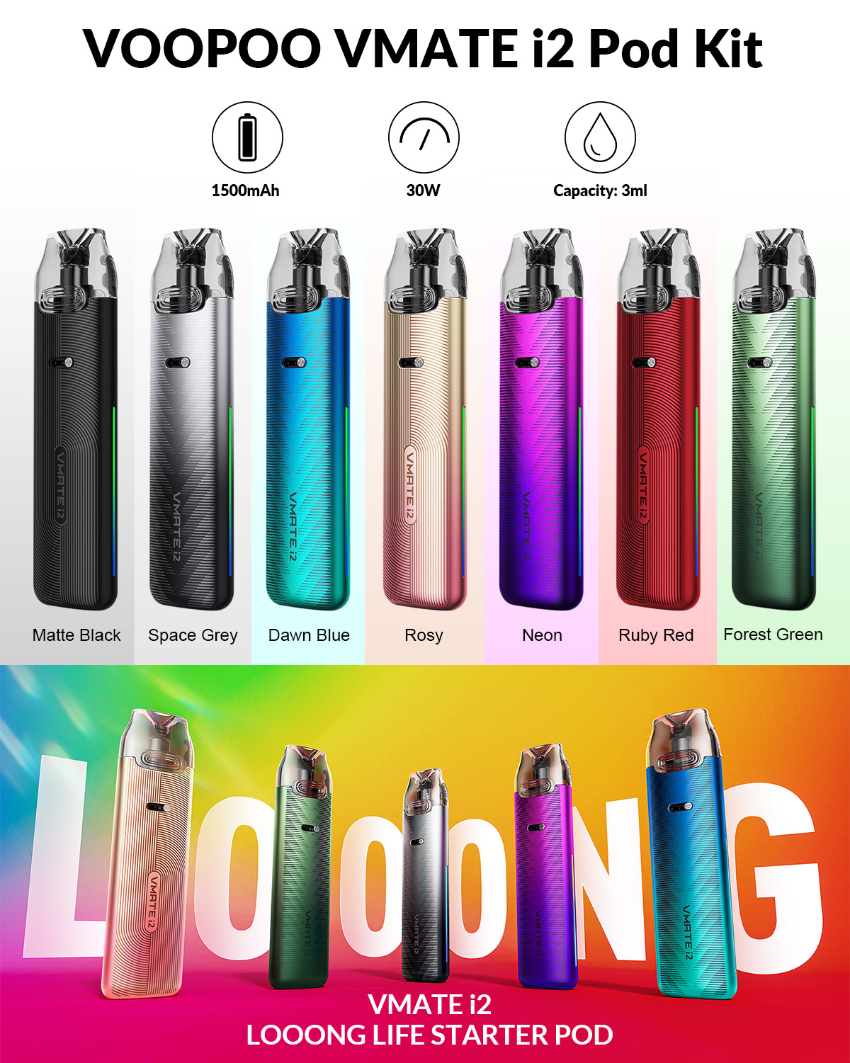 VOOPOO Vmate I2 (Infinity 2) Pod System Kit 1500mAh 30W