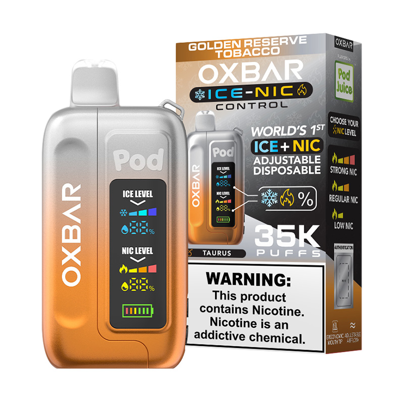 oxbar tobacco Gold Reserve Tobacco Pod Juice X OXBAR Ice-Nic Control 35K Disposable Vape