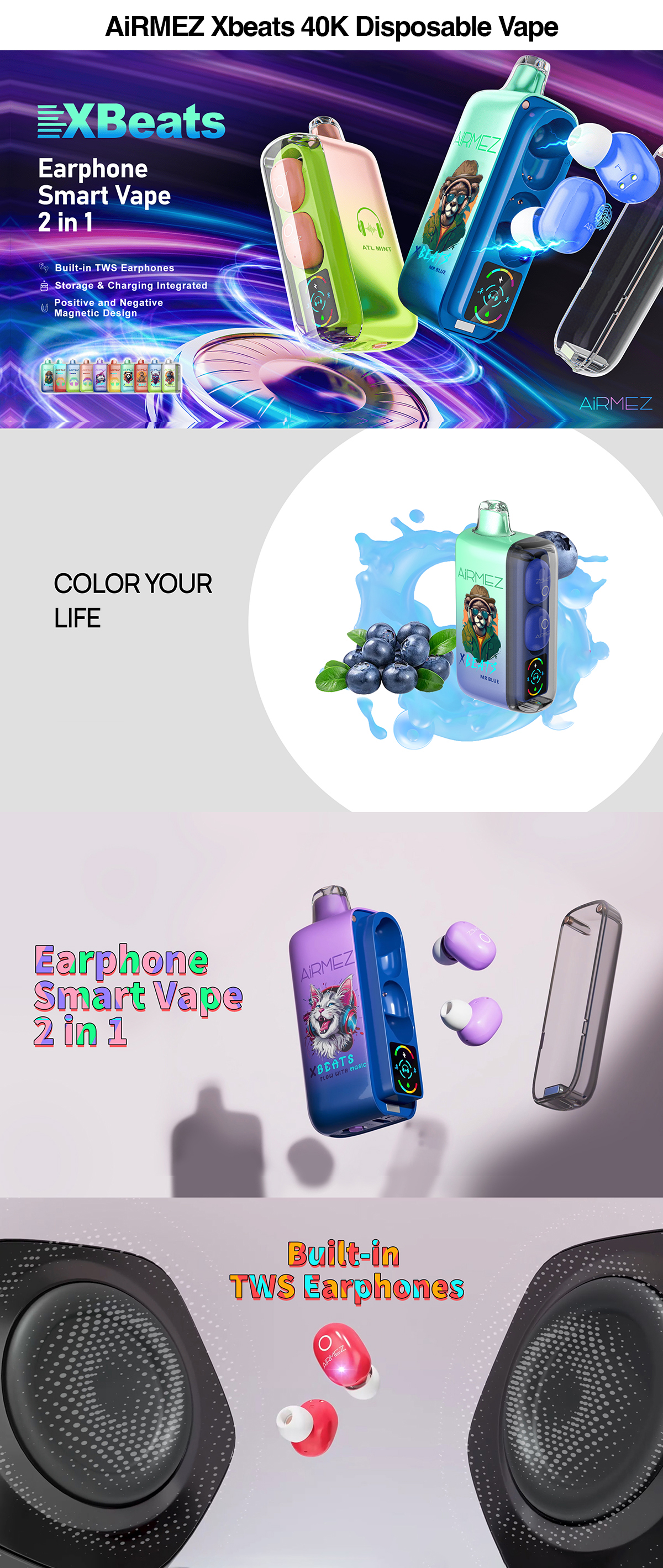 AiRMEZ Xbeats 40K Disposable Vape 20ml 5%