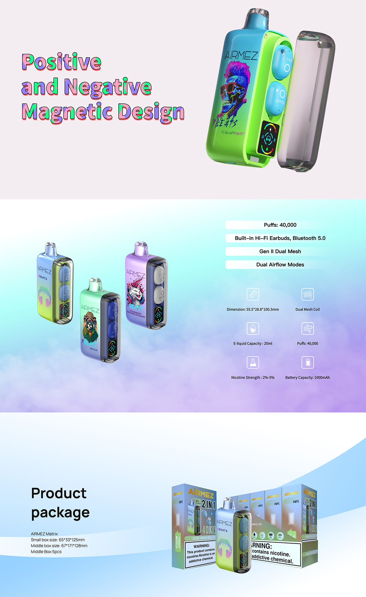 AiRMEZ Xbeats 40K Disposable Vape 20ml 5%